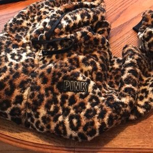Victoria secret pink leopard Sherpa hoodie medium
